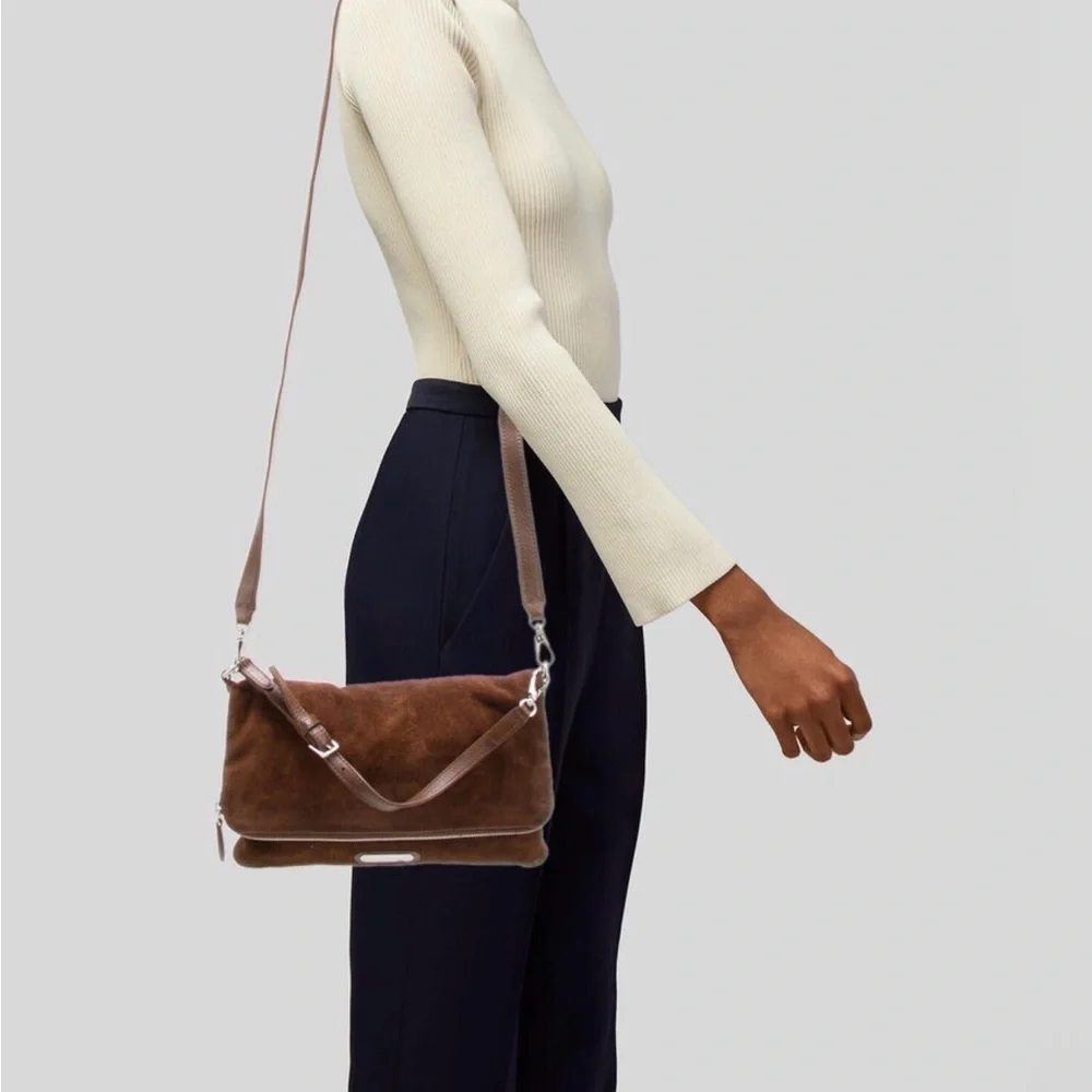 Ralph Lauren Brown Suede Shoulder Bag with Leather Trim - Picture 2 of 6